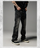 Heavy Washed Loose Flared Stacked Jeans