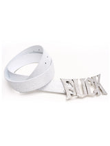 Diamond Encrusted Silver Leather Belt