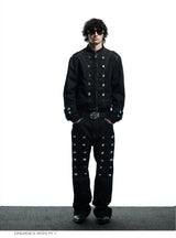 Punk Raw Denim Straight Flare Jeans