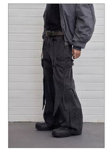 Vintage Deconstructed Washed Wide Leg Jeans