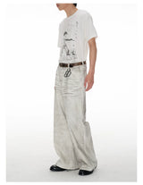 White Distressed Wide Leg Jeans