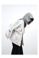 Plaid Hooded Smoke-Dyed Violet M65 Jacket