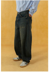 Men's Distressed Blue Wide Leg Jeans