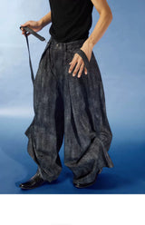 Y2K Washed Loose Flared Denim Overalls