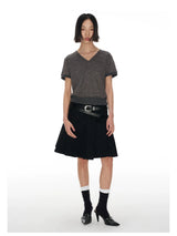 Patterned Short Sleeve V Neck Tee