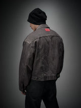 Washed Grey Boxy Denim Jacket