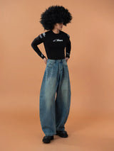 Men's Blue Riveted Curved Jeans
