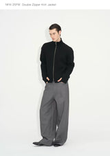 Double Zipper Thick Wool Knitted Jacket