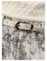 Carved Leather Belt With Silver Buckle
