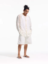 White Embroidered Long Sleeve Shirts