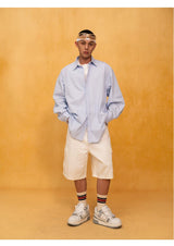 Men's Red White Blue Oversized Shirts