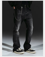 Stretchy Patchwork Crinkled Washed Flare Jeans