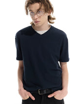3-Tone Patchwork V-Neck Waffle Tee