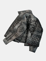 Dark Skeleton Embroidery Boxy Coat