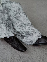 Pleated Lace-Up Full Grain Leather Shoes