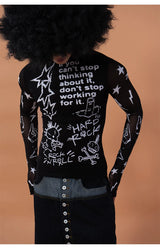 Men's Graffiti Mesh Long Sleeve Tee