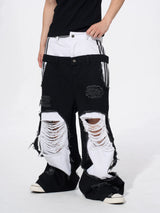 Men's Ripped Double Waist Jeans