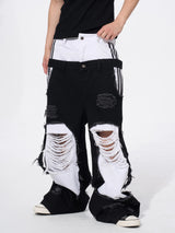 Men's Ripped Double Waist Jeans