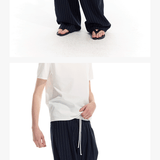 Striped Drawstring Elastic Casual Pants