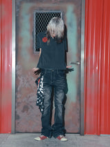 Distressed Flared Denim Pants
