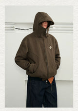 Men's Herringbone Hooded Puffer Jacket