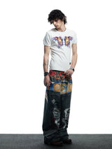 Skull Print Slim Ribbed Tee