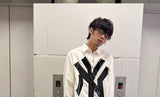 Oversized White Long-Sleeve NY Tape Shirt