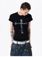 Men's Slim Fit Headphone Cross Tee