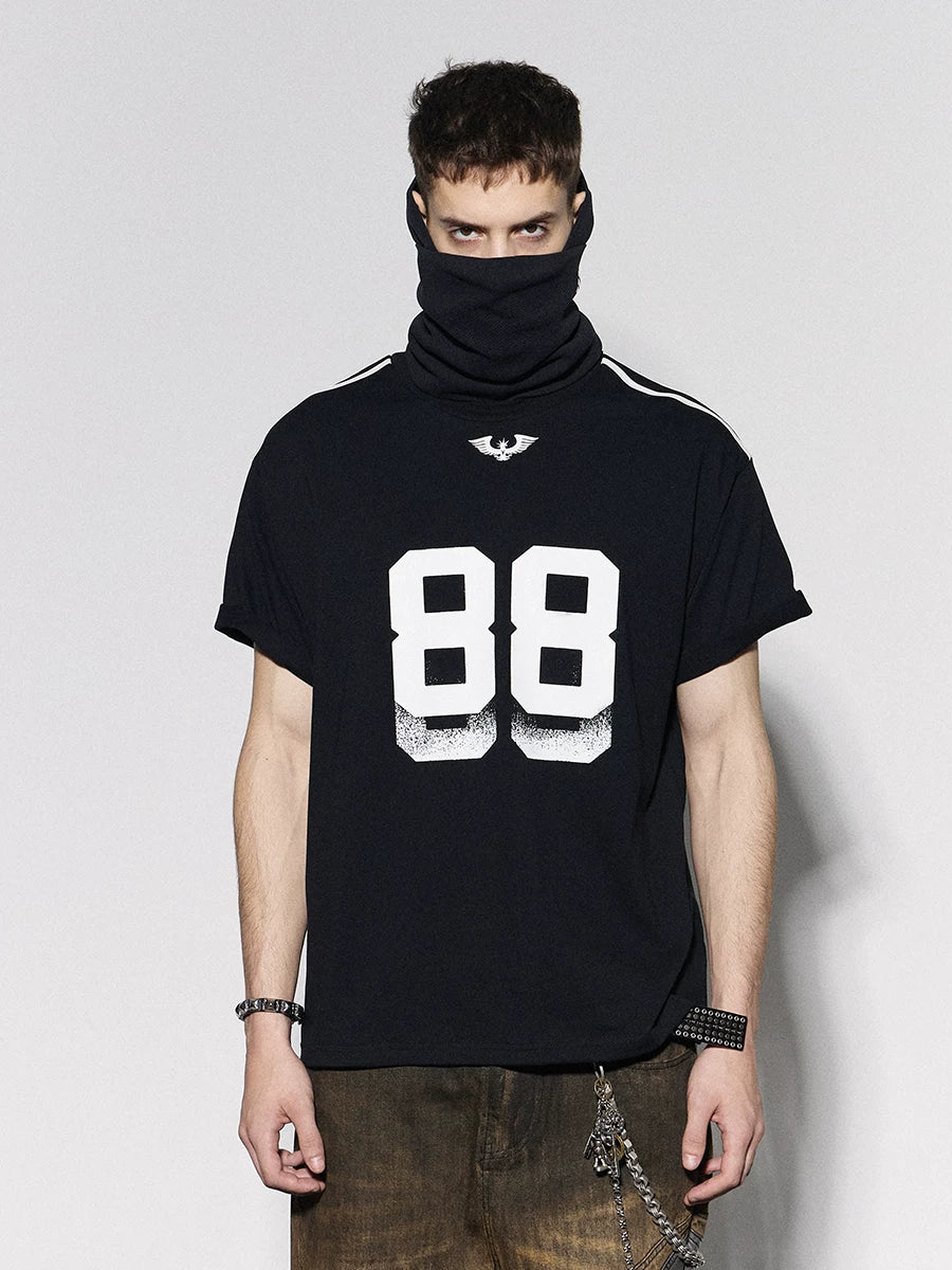 Striped Patchwork 88 Print Football Tee