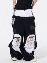 Men's Ripped Double Waist Jeans