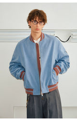 Men's Loose Color Block Bomber Jacket