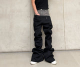 Double Waist Waxed Bootcut Pants
