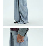 Two-tone Asymmetrical Pleated Baggy Sweatpants