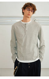 Men’s Waffle Henley Twofer Long-Sleeved Tees