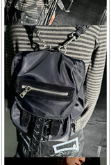 Black Nylon Adjustable Bucket Backpack