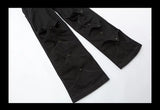 Unisex Deconstructed Black Patchwork Straight Jeans