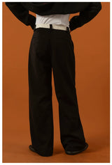 Men's Black-Grey Double Waistband Casual Pants