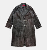 Collared Distressed Tie-dye Denim Coat
