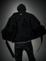 Oversized Raglan Suede Ribbon Jacket