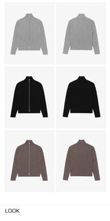 Double Zipper Thick Wool Knitted Jacket