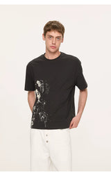 Geisha Print Casual Boxy Tee