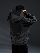 Loose Distressed Dark Metallic Print Sweatshirt