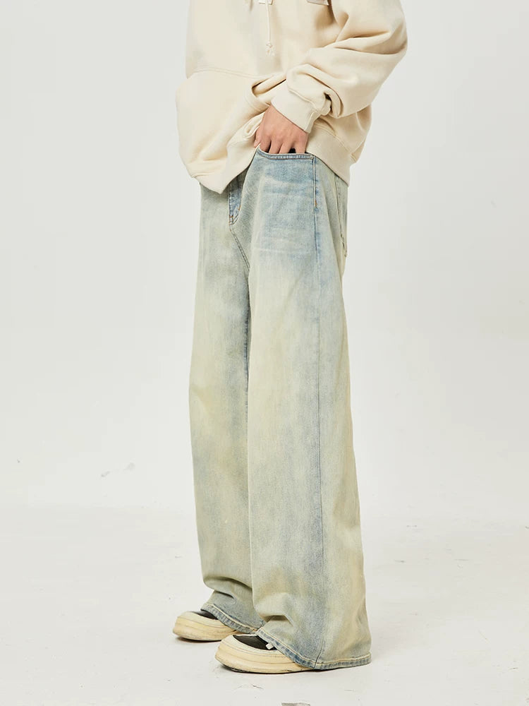 Men's Vintage Washed Loose Straight Jeans