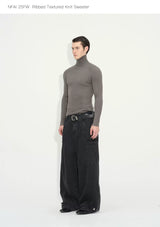 Long Sleeve Turtleneck Ribbed Knit Top