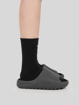 Black Embroidered Brushed Long Socks