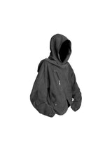 Cropped Loose Suede Detachable Hood Jacket