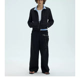 Reversible Plaid Embroidered Zip-front Fleece Jacket