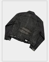 Loose Heavy Washed Distressed Denim Jacket