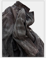 Collared Distressed Tie-dye Denim Coat