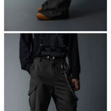 Adjustable Zipper Flared Baggy Cargo Pants